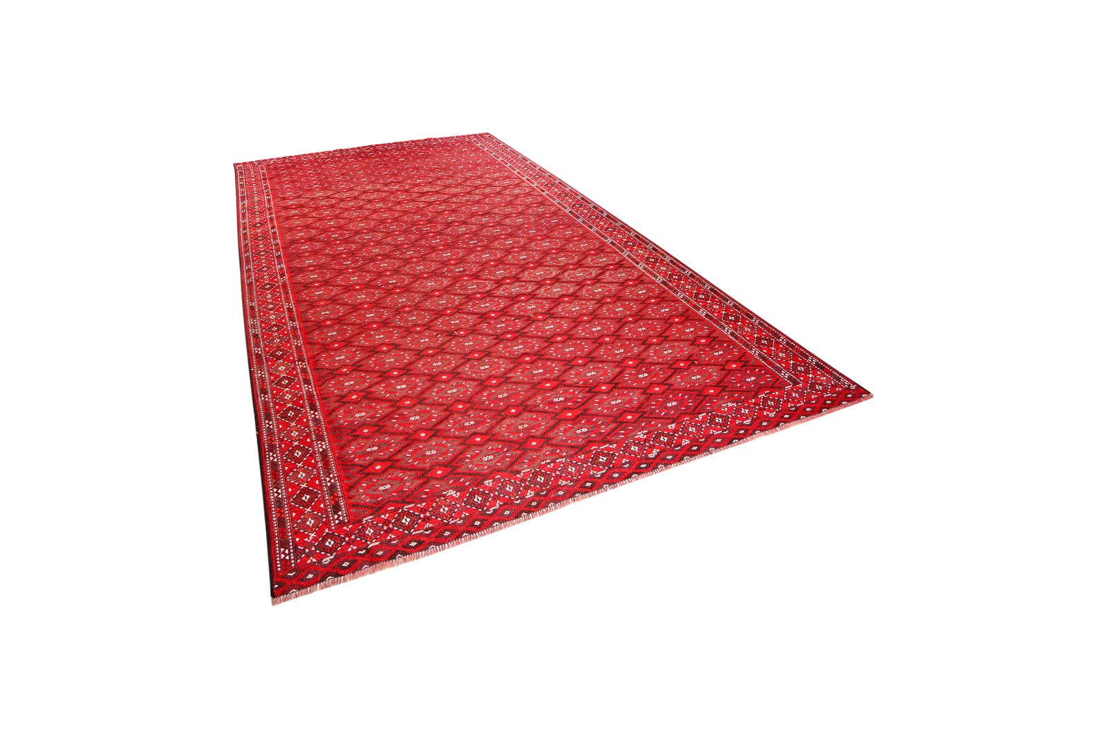 Kelim Turkman — Handmade, 228x351 cm, Red, 100% Virgin Wool | View 5