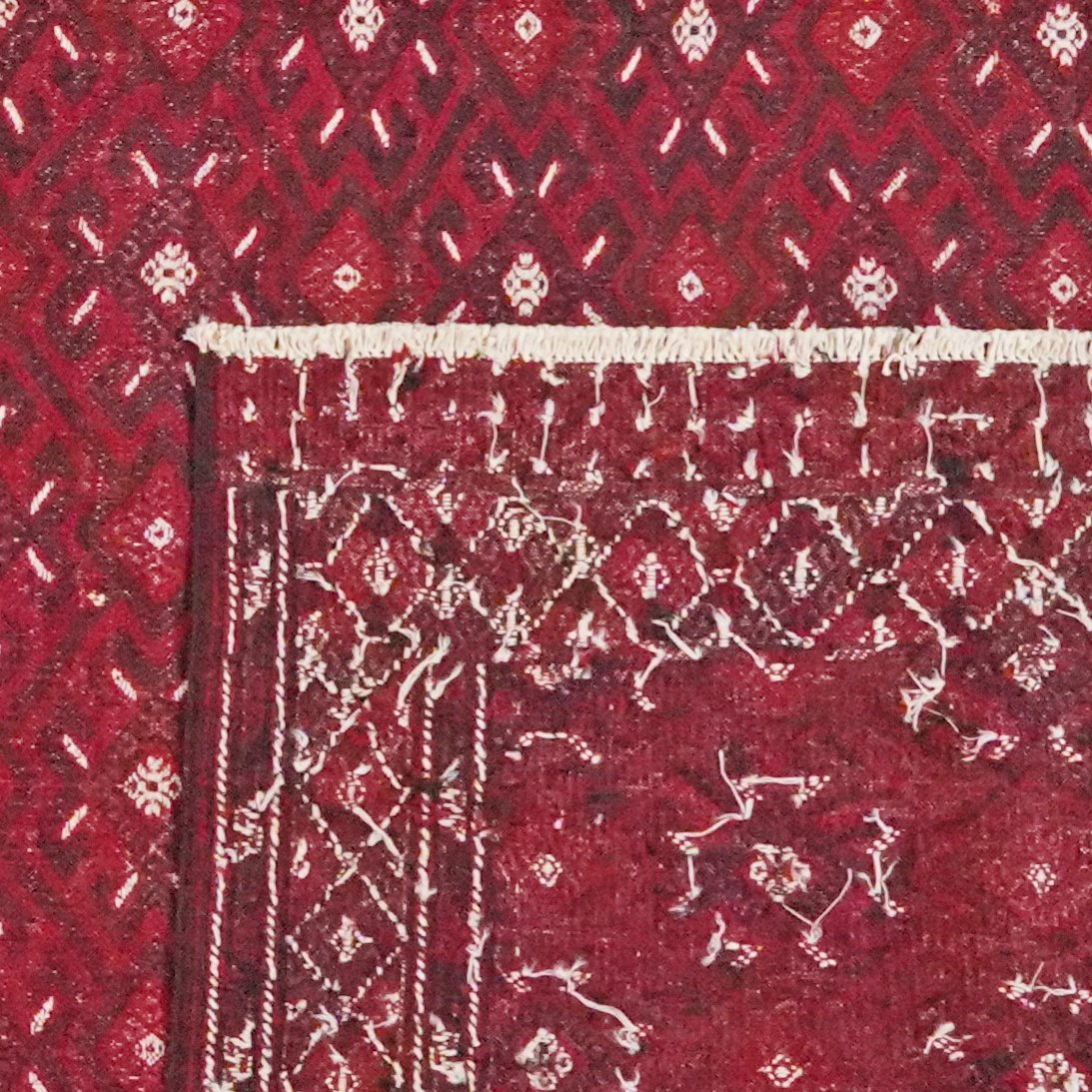Kelim Turkman — Handmade, 246x366 cm, Red, 100% Virgin Wool | View 6