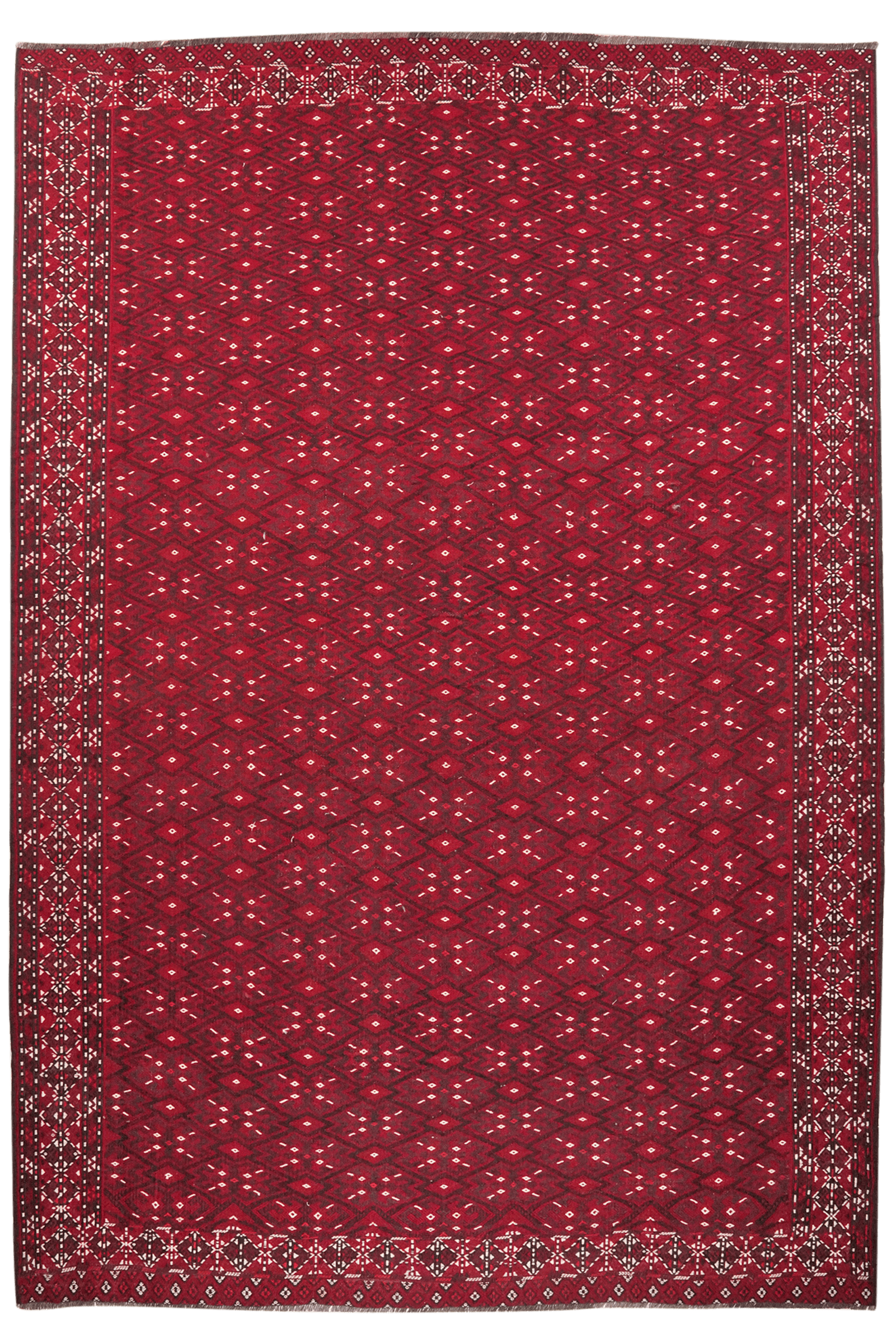 Kelim Turkman — Handmade, 223x323 cm, Red, 100% Virgin Wool | Main view