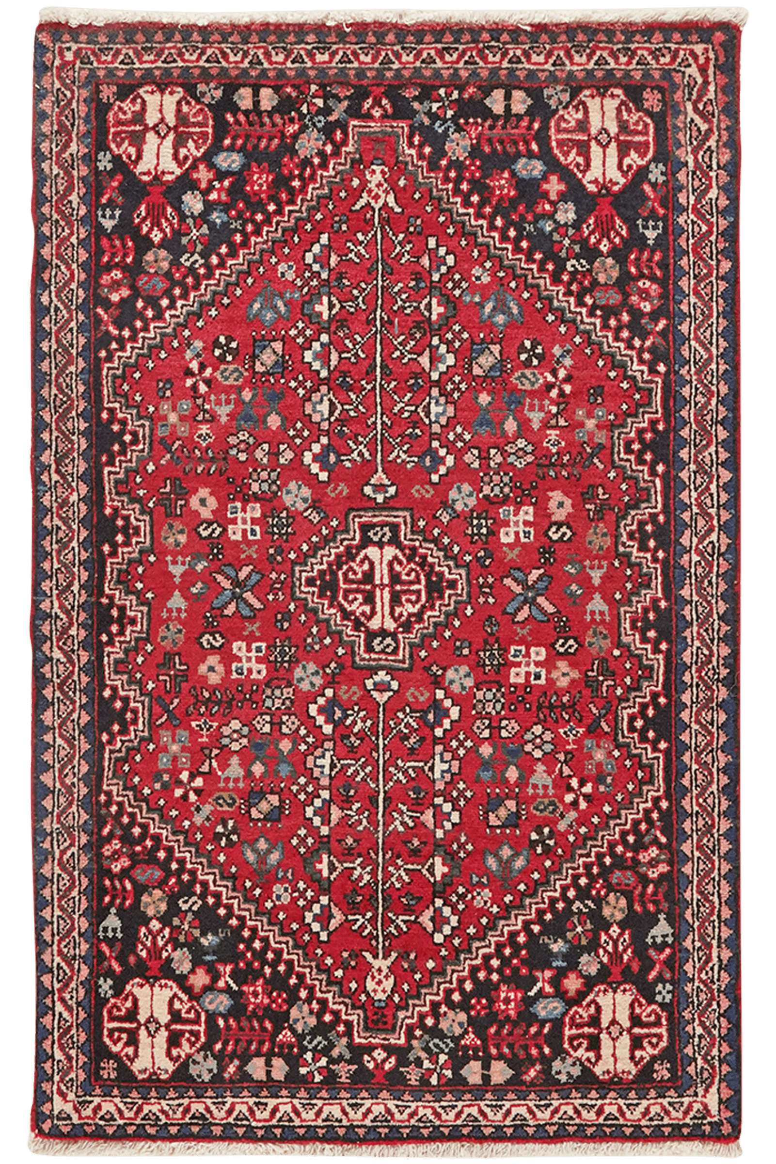 Abadeh — Hand-knotted, 69x107 cm, Red, 100% Virgin Wool | Main view