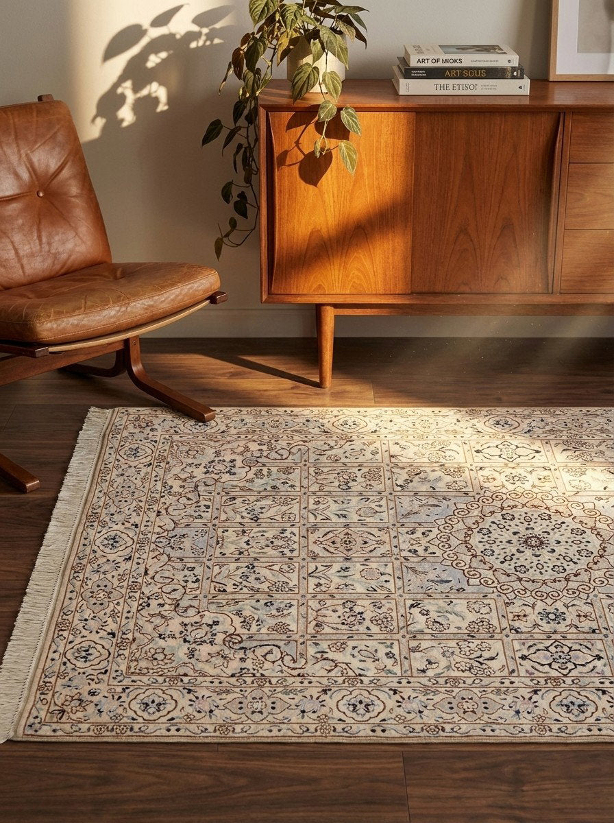 Nain 6La — Handgefertigt, 160x98 cm, Beige, 100% Virgin Wool | Back view