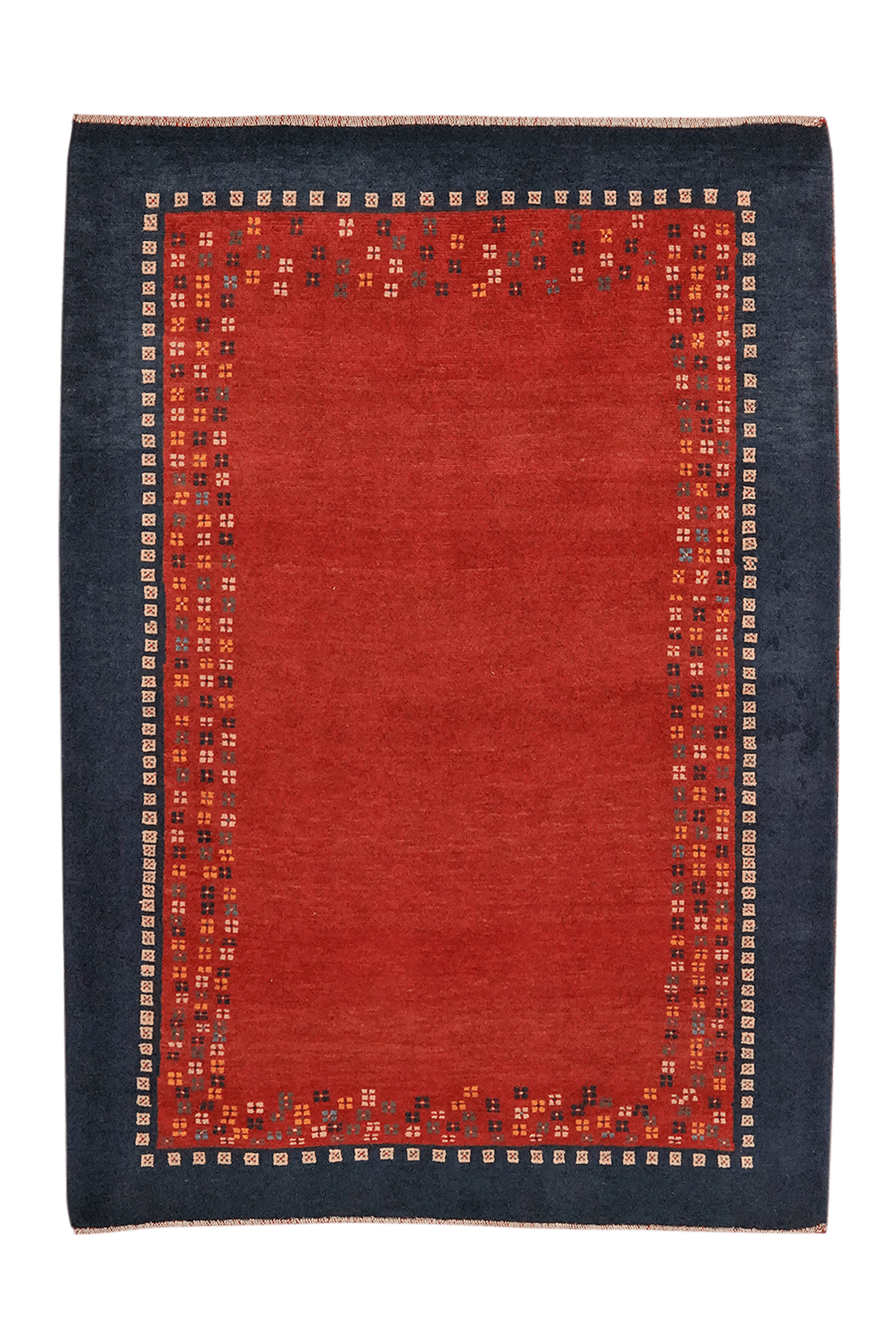 Rizbaf — Hand-knotted, 105x151 cm, Red, 100% Virgin Wool | Main view