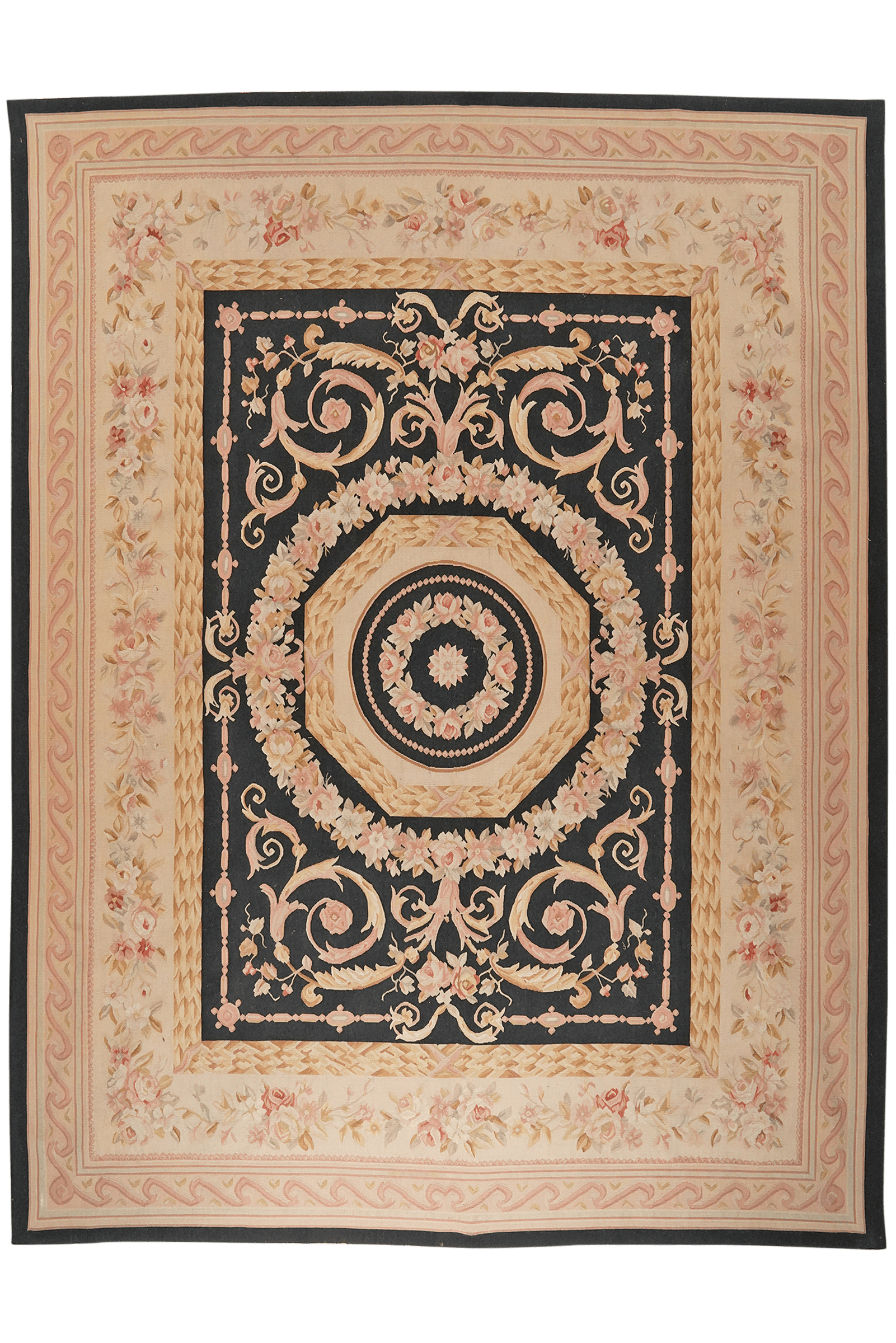 Aubusson — Hand-knotted, 236x311 cm, Black, 100% Virgin Wool | Main view
