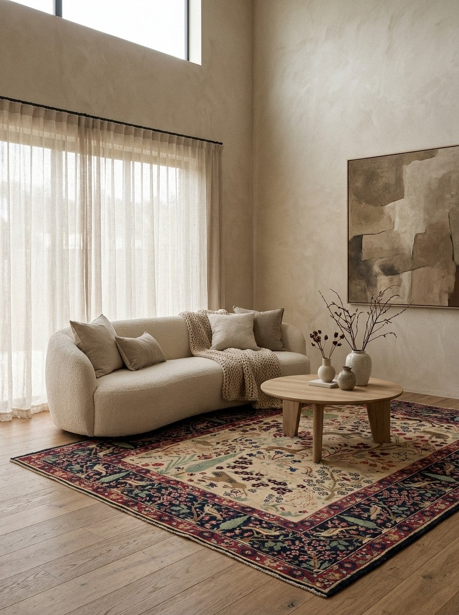 Khoy — Hand-knotted, 152x190 cm, Beige, 100% Virgin Wool | Detail view