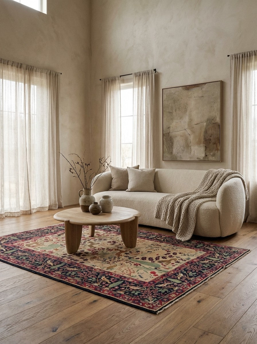 Khoy — Hand-knotted, 152x188 cm, Beige, 100% Virgin Wool | Detail view