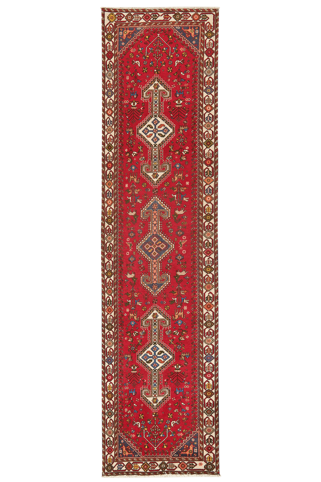 Nasrabad — Hand-knotted, 76x305 cm, Red, 100% Virgin Wool | Main view
