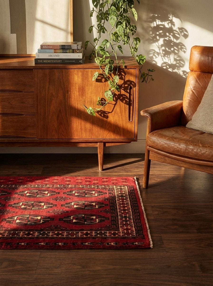 Tekke — Hand-knotted, 65x112 cm, Red, 100% Virgin Wool | Back view