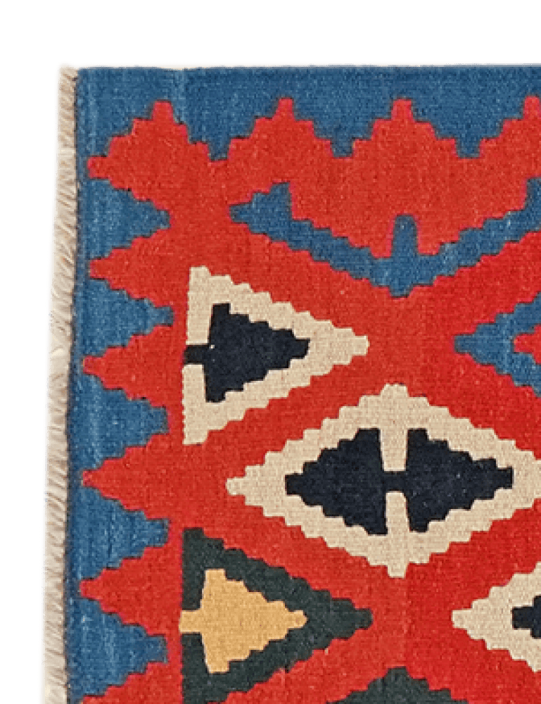 Kelim Gashgai — Handmade, 52x126 cm, Red, 100% Virgin Wool | View 3