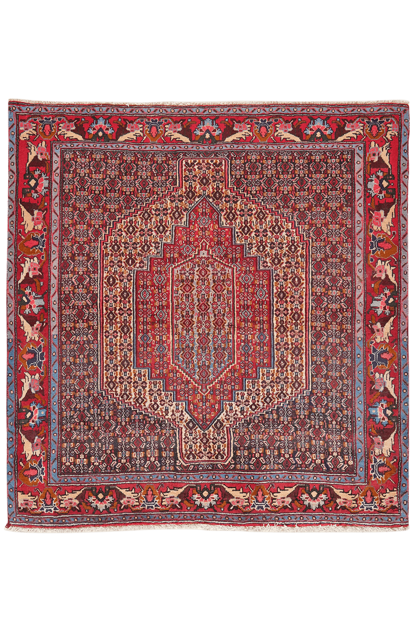Senneh — Hand-knotted, 122x130 cm, Beige, 100% Virgin Wool | Main view