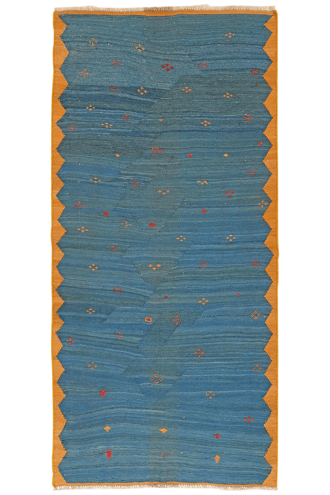 Kelim Gashgai — Handmade, 97x205 cm, Blue, 100% Virgin Wool | Main view