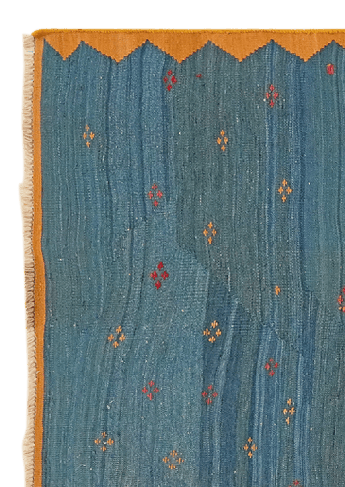 Kelim Gashgai — Handmade, 97x205 cm, Blue, 100% Virgin Wool | View 3