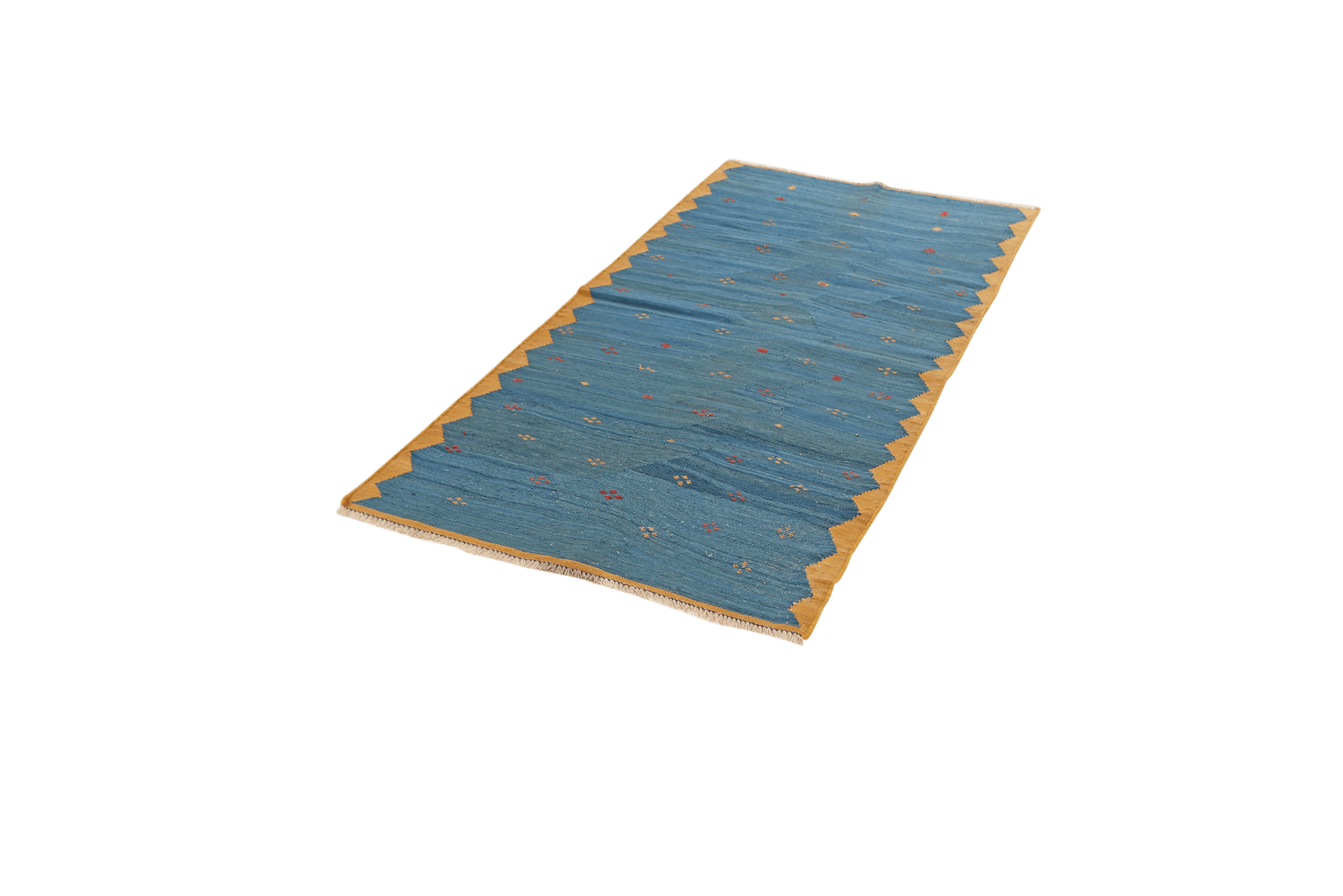 Kelim Gashgai — Handmade, 97x205 cm, Blue, 100% Virgin Wool | View 5