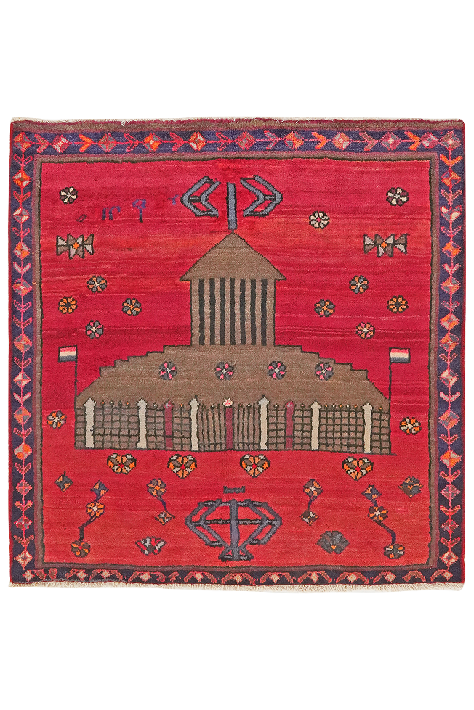 Lori — Handgefertigt, 106x103 cm, Blau, 100% Virgin Wool | Main view