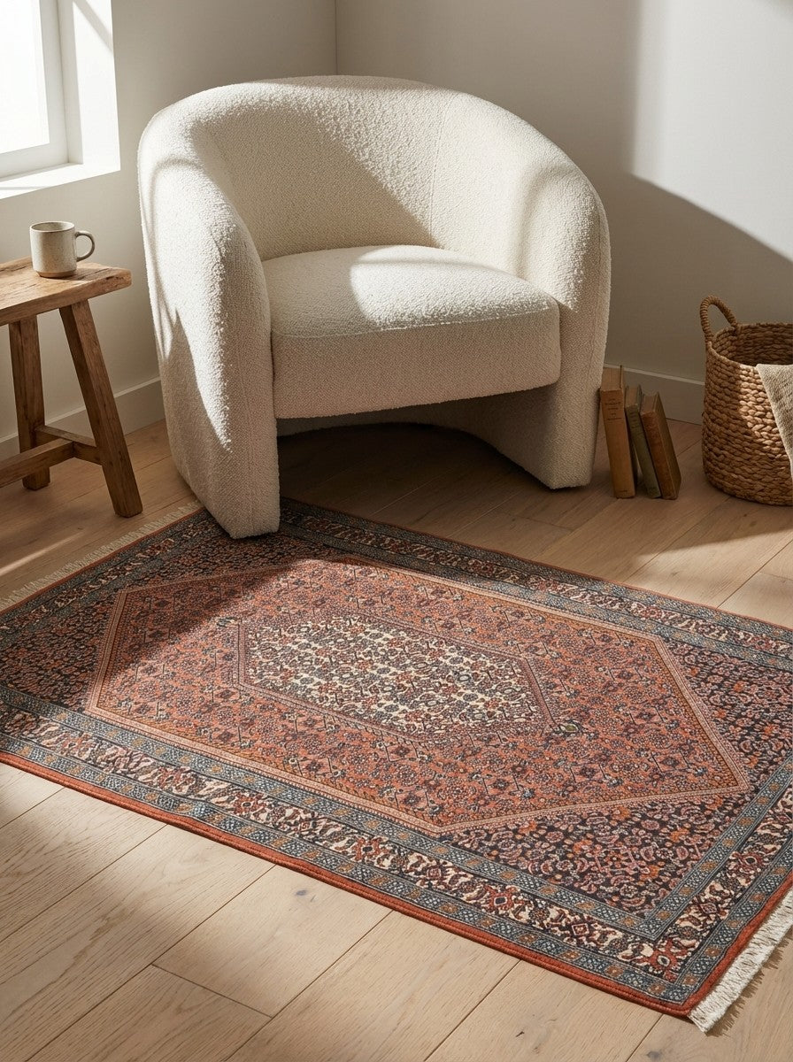 Bidjar Zandjan — Hand-knotted, 113x173 cm, Red, 100% Virgin Wool | Detail view