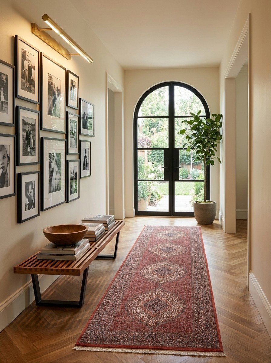 Bidjar Bookan — Handgefertigt, 308x89 cm, Grau, 100% Virgin Wool | Detail view