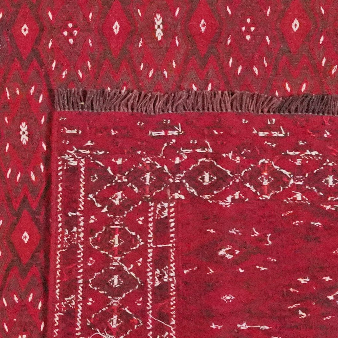 Kelim Turkman — Handmade, 225x355 cm, Red, 100% Virgin Wool | View 6