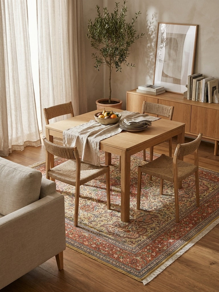 Tabriz Old — Hand-knotted, 199x216 cm, Beige, 100% Virgin Wool | Detail view