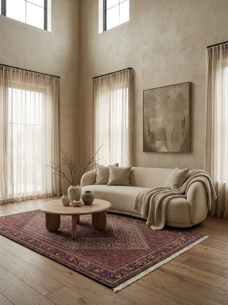 Bidjar Bookan — Hand-knotted, 146x235 cm, Beige, 100% Virgin Wool | Detail view