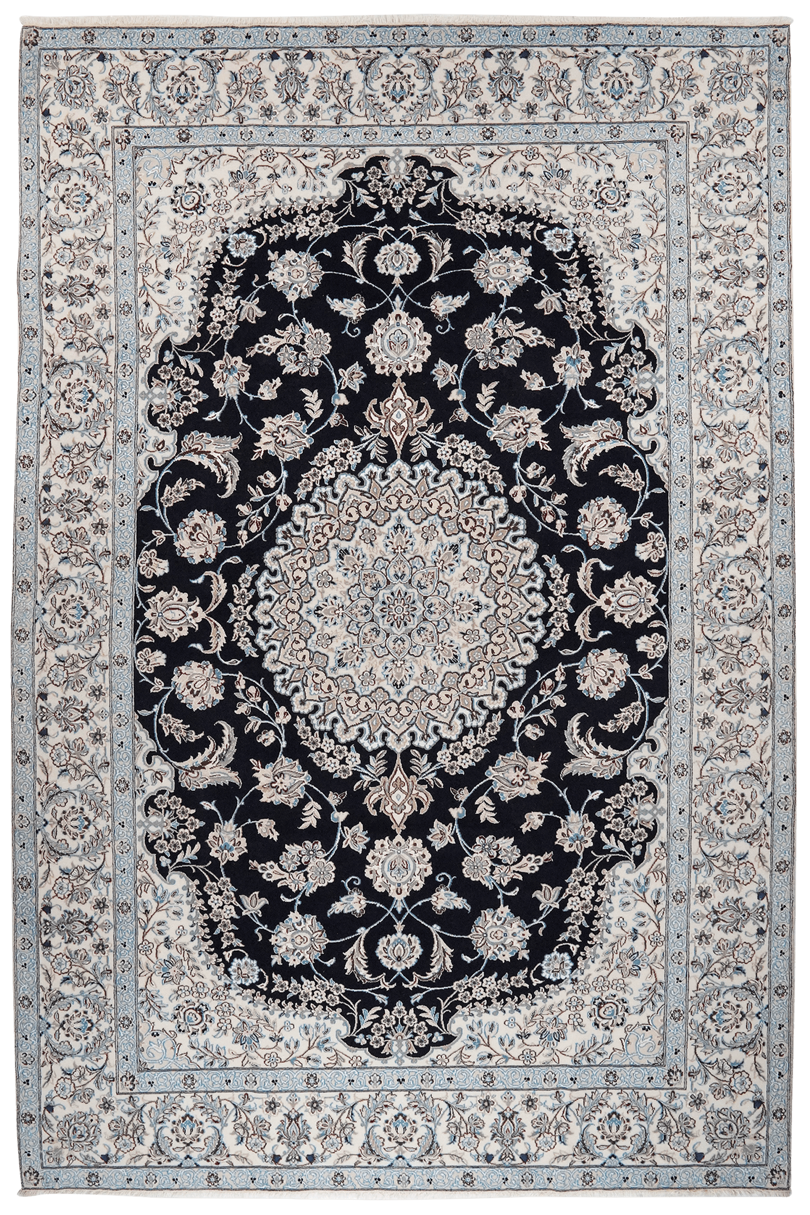 Nain 9La — Hand-knotted, 210x311 cm, Blue, 100% Virgin Wool | Main view