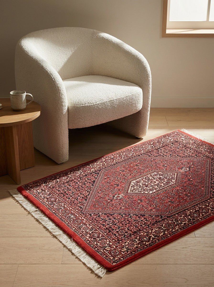 Bidjar Bookan — Hand-knotted, 75x110 cm, Red, 100% Virgin Wool | Detail view