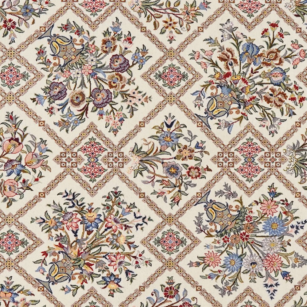 Isfahan — Hand-knotted, 130x203 cm, Beige, 90% Schurwolle, 10% Seide | View 4