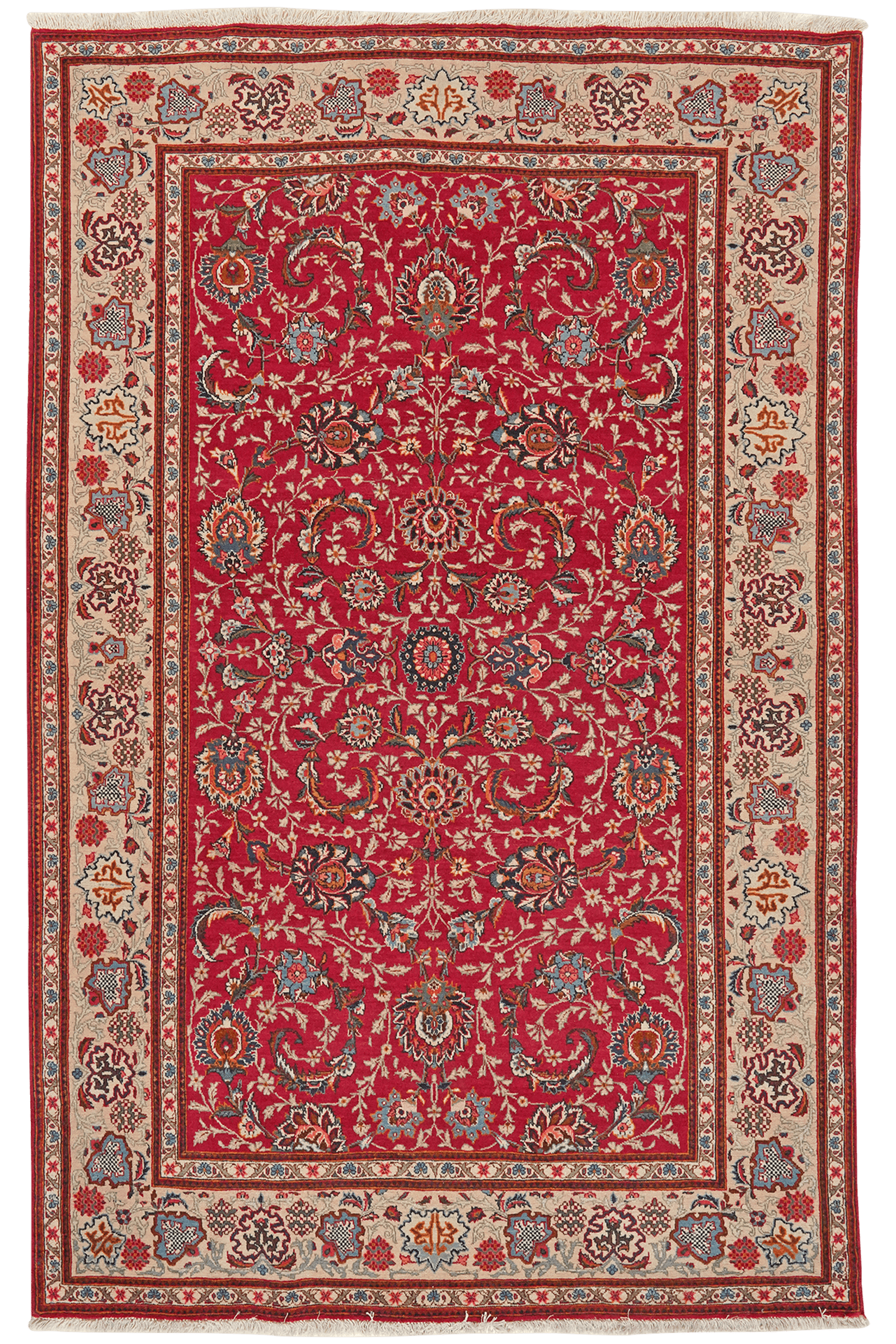 Kashan — Hand-knotted, 137x211 cm, Red, 100% Virgin Wool | Main view