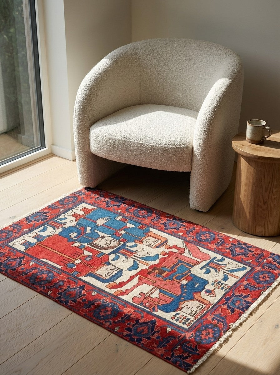 Ferdos — Hand-knotted, 100x153 cm, Beige, 100% Virgin Wool | Detail view