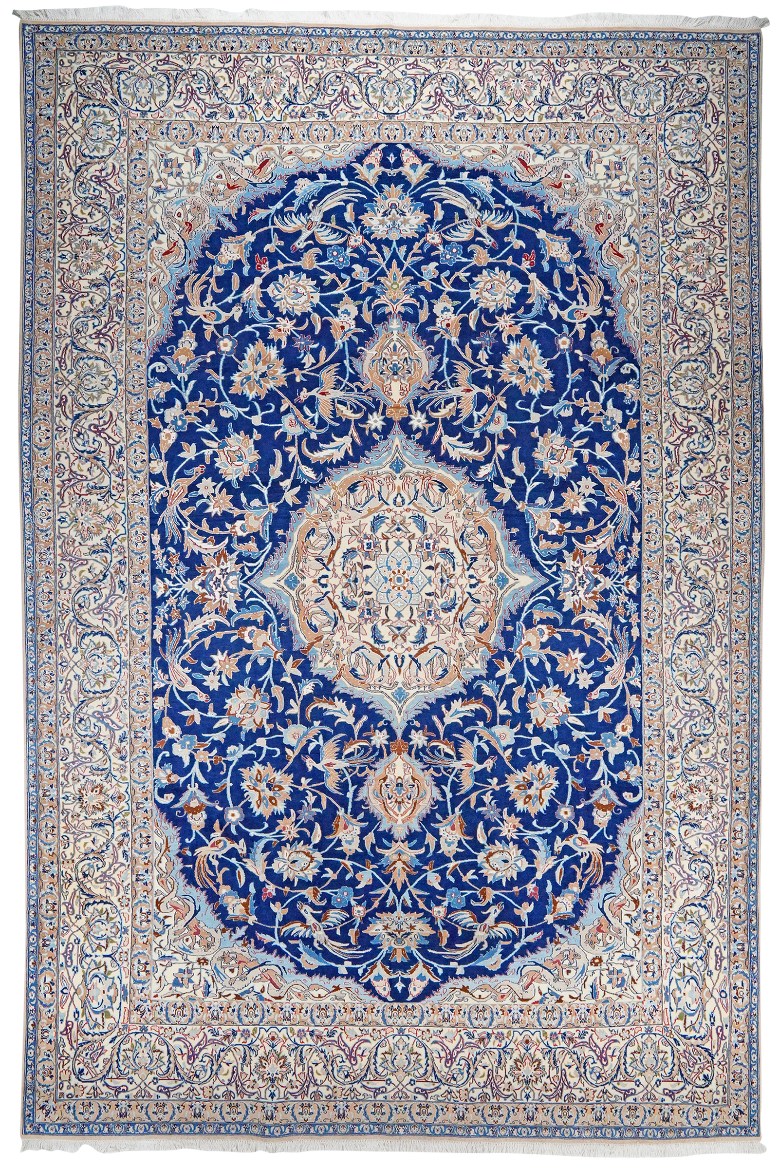 Nain 9La — Handgefertigt, 376x251 cm, Beige,blau, 100% Virgin Wool | Main view