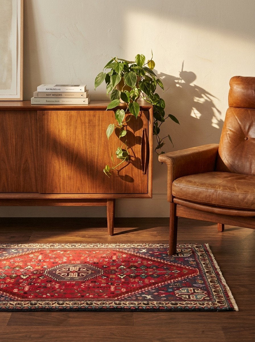 Abadeh — Handgefertigt, 97x59 cm, Beige, 100% Virgin Wool | Back view