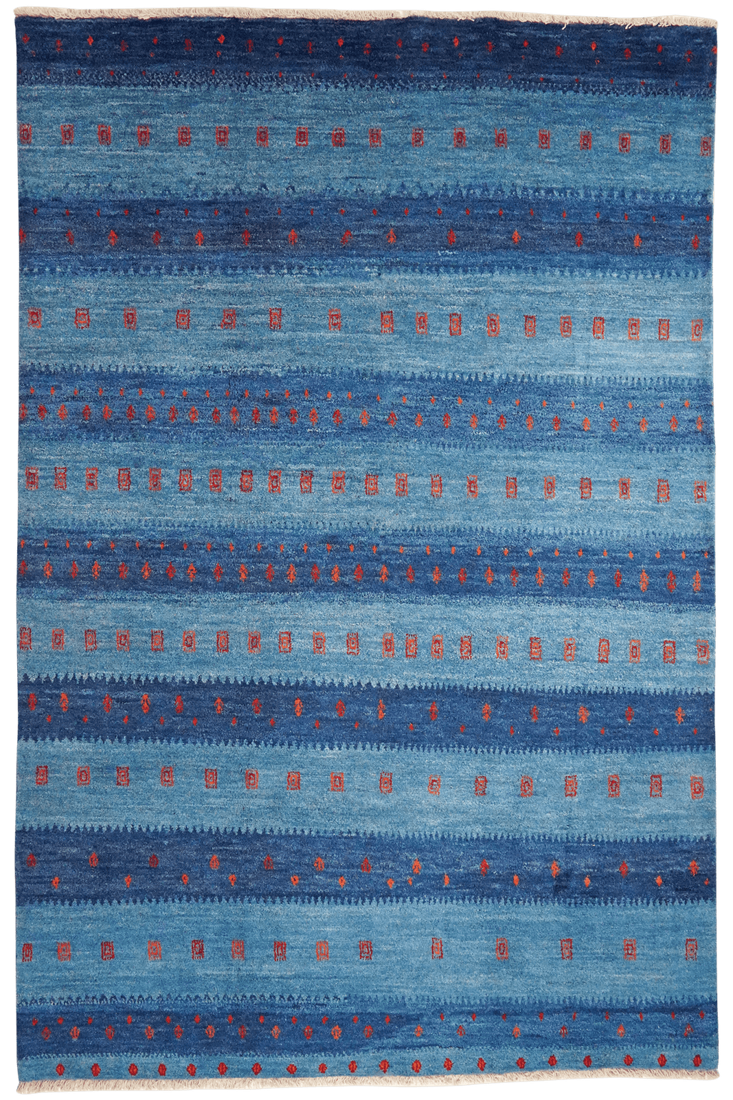 Gabbeh Sonnat — Hand-knotted, 195x292 cm, Blue, 100% Virgin Wool | Main view