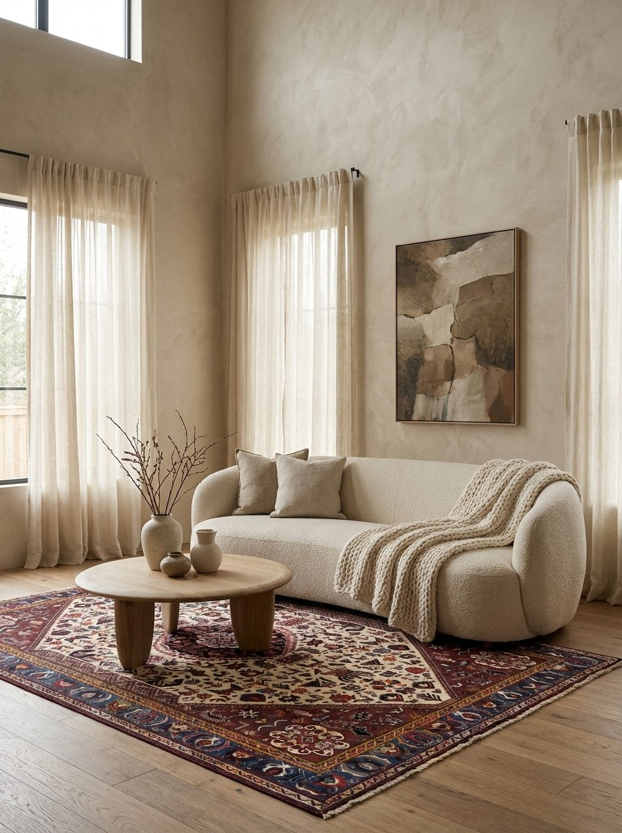 Kashkuli — Hand-knotted, 157x253 cm, Beige, 100% Virgin Wool | Detail view