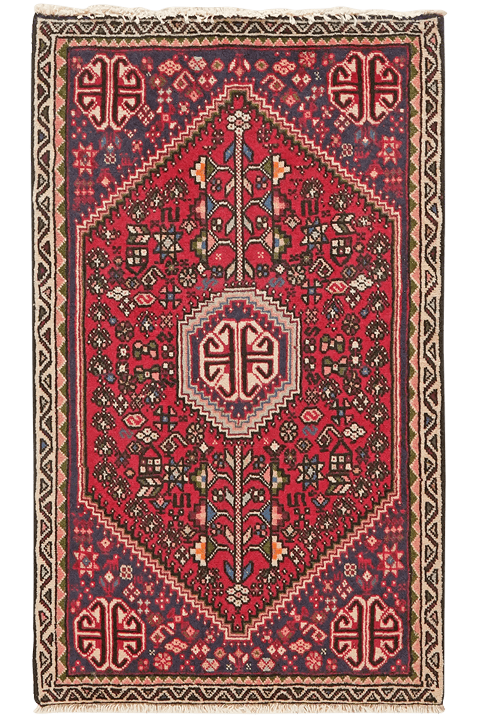 Abadeh — Hand-knotted, 58x99 cm, Red, 100% Virgin Wool | Main view