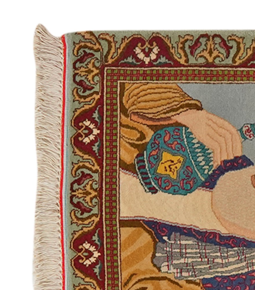 Tabriz Graphic — Hand-knotted, 54x70 cm, Blue, 100% Virgin Wool | View 3