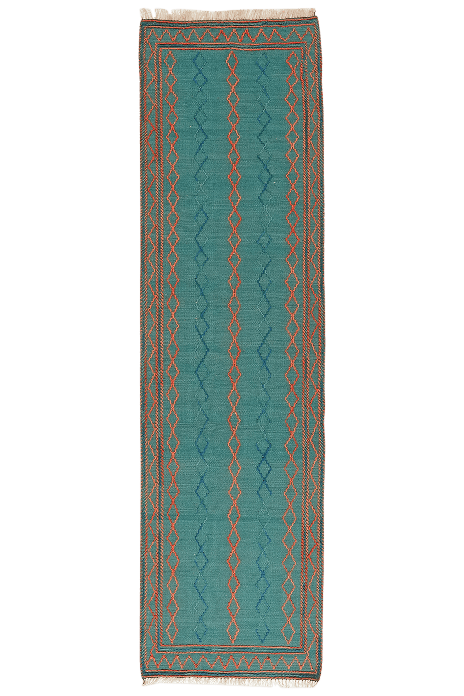 Kelim Gashgai — Handmade, 58x207 cm, Green, 100% Virgin Wool | Main view