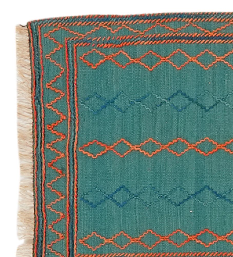 Kelim Gashgai — Handmade, 58x207 cm, Green, 100% Virgin Wool | View 3