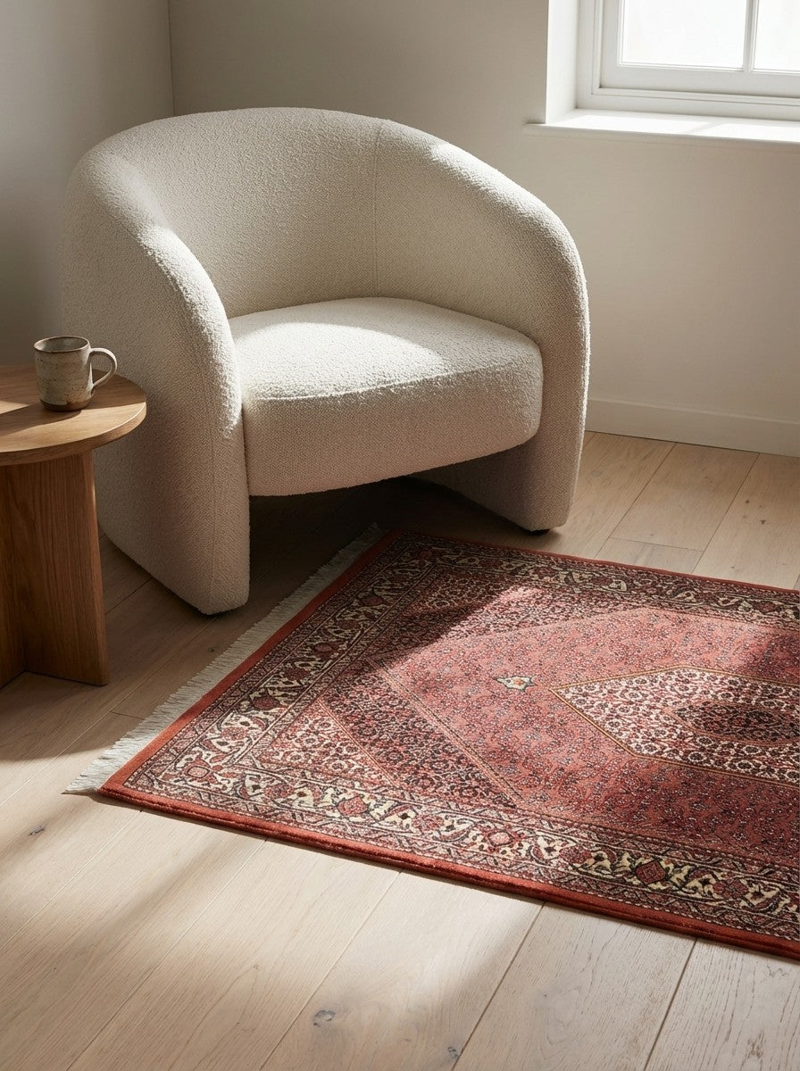Bidjar Bookan — Hand-knotted, 107x167 cm, Red, 100% Virgin Wool | Detail view