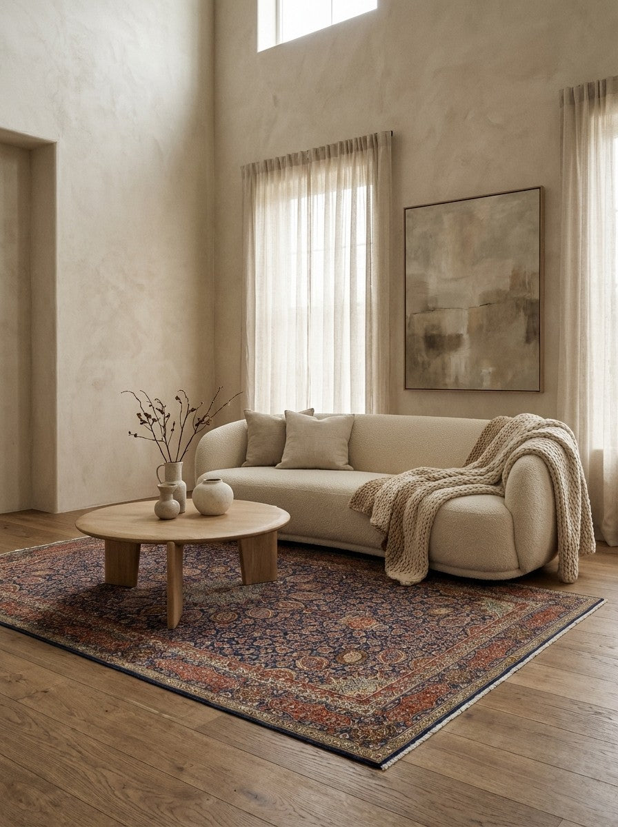 Tabriz Old — Hand-knotted, 158x280 cm, Blue, 100% Virgin Wool | Detail view