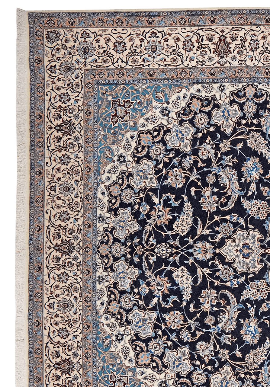 Nain 6La — Hand-knotted, 220x305 cm, Blue, 100% Virgin Wool | View 3