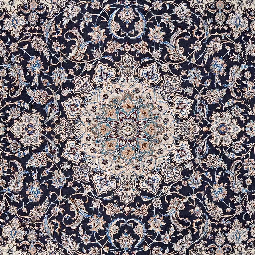 Nain 6La — Hand-knotted, 220x305 cm, Blue, 100% Virgin Wool | View 4