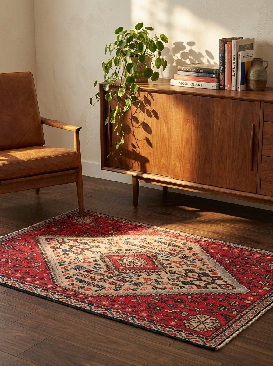Abadeh — Hand-knotted, 60x96 cm, Beige, 100% Virgin Wool | Back view
