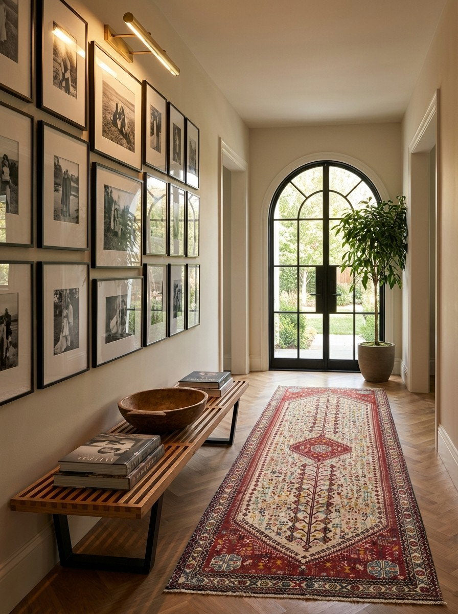 Abadeh — Handgefertigt, 280x105 cm, Beige, 100% Virgin Wool | Detail view