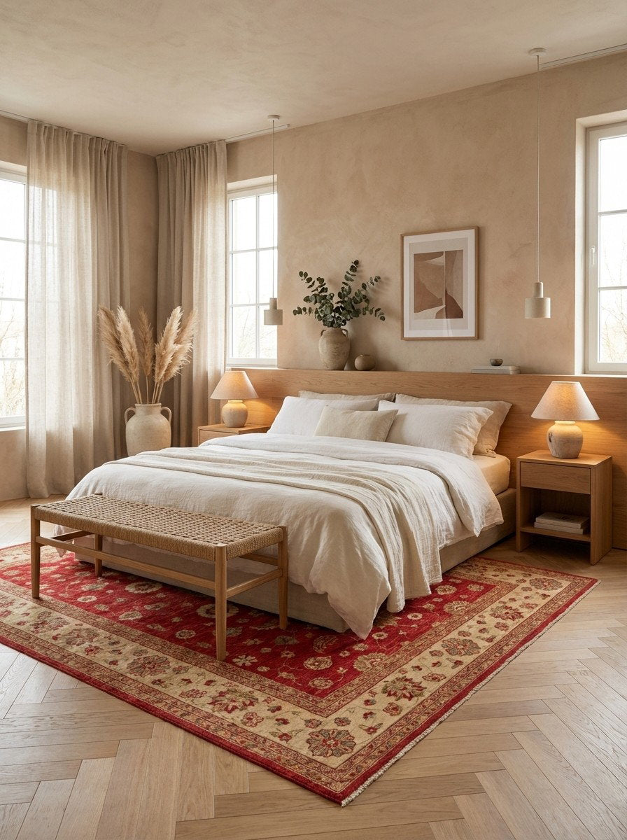 Ziegler — Handgefertigt, 269x196 cm, Beige, 100% Virgin Wool | Detail view