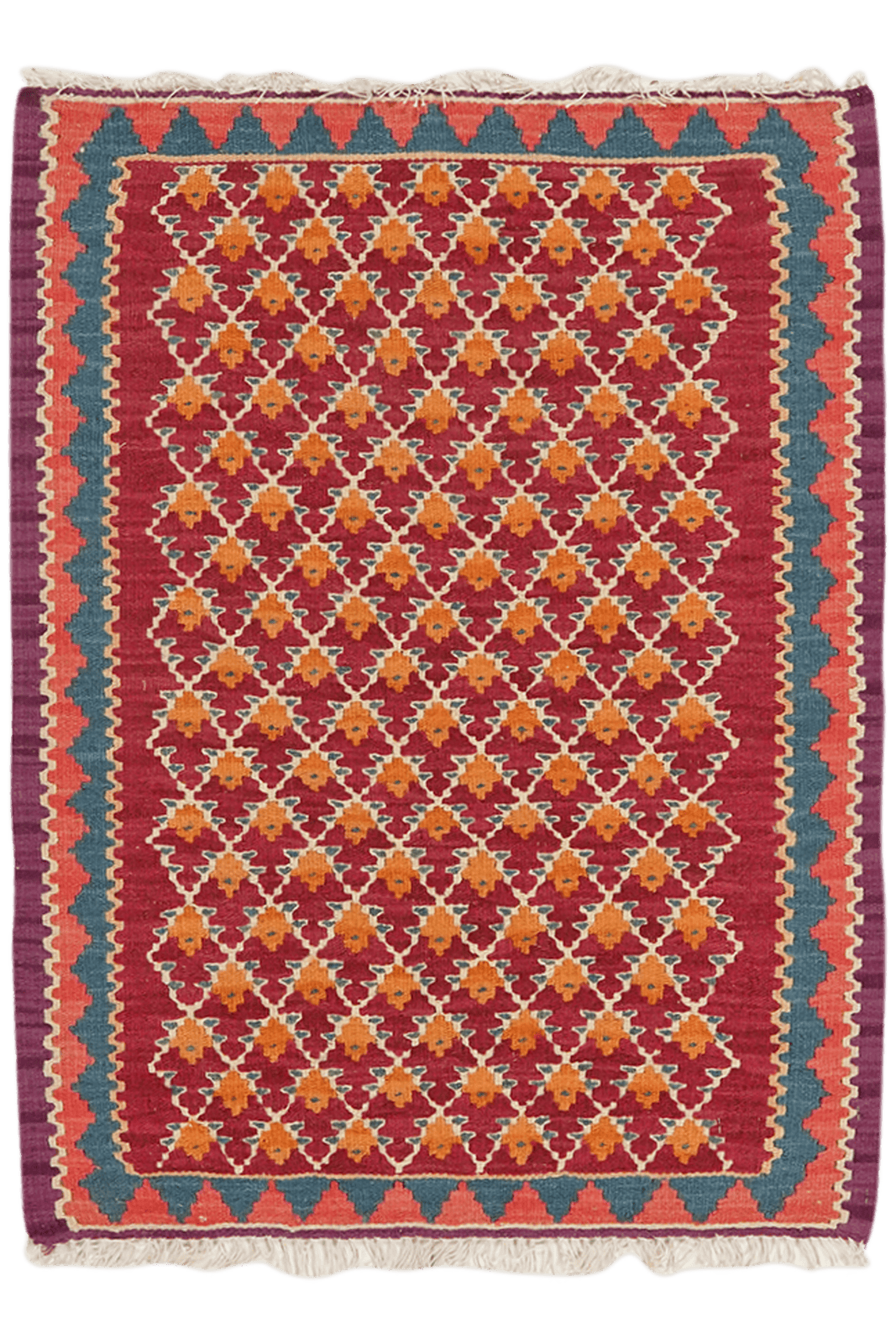 Kelim Senneh — Handmade, 62x86 cm, Red, 100% Virgin Wool | Main view