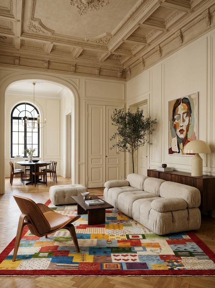 Rizbaf — Handgefertigt, 304x205 cm, Rot, 100% Virgin Wool | Detail view