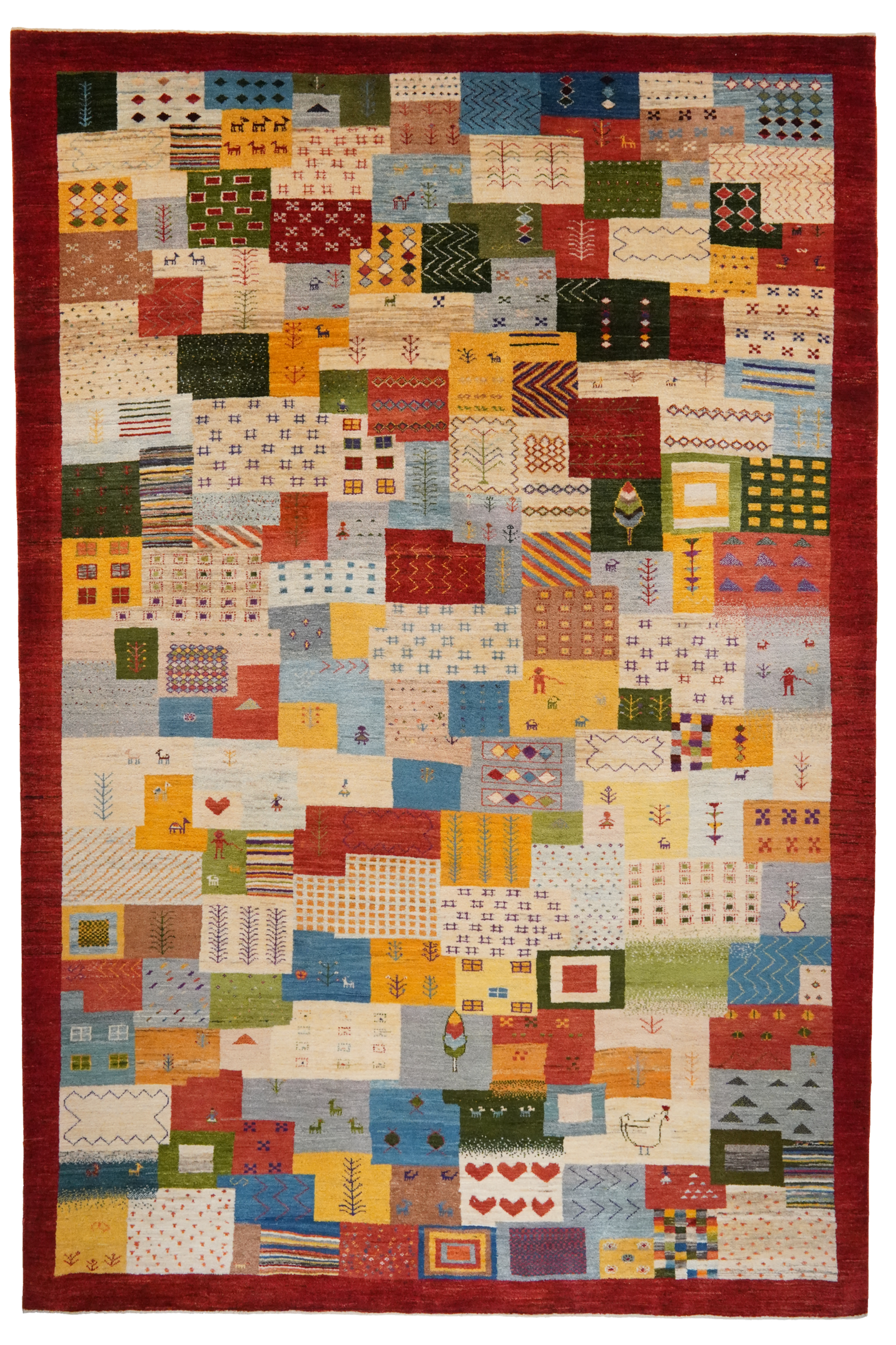 Rizbaf — Handgefertigt, 304x205 cm, Rot, 100% Virgin Wool | Main view