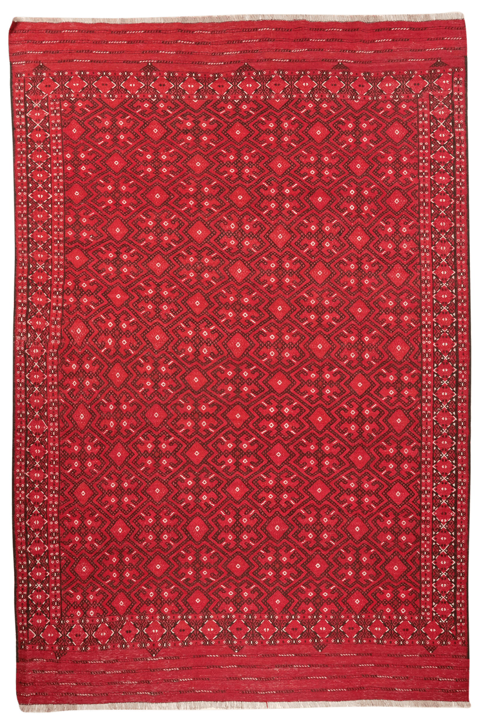Kelim Turkman — Handmade, 225x337 cm, Red, 100% Virgin Wool | Main view