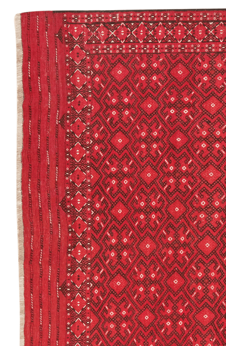 Kelim Turkman — Handmade, 225x337 cm, Red, 100% Virgin Wool | View 3
