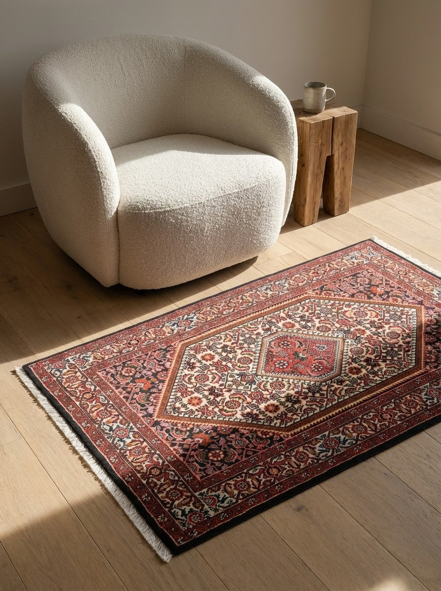 Bidjar Zandjan — Hand-knotted, 85x148 cm, Beige, 100% Virgin Wool | Detail view