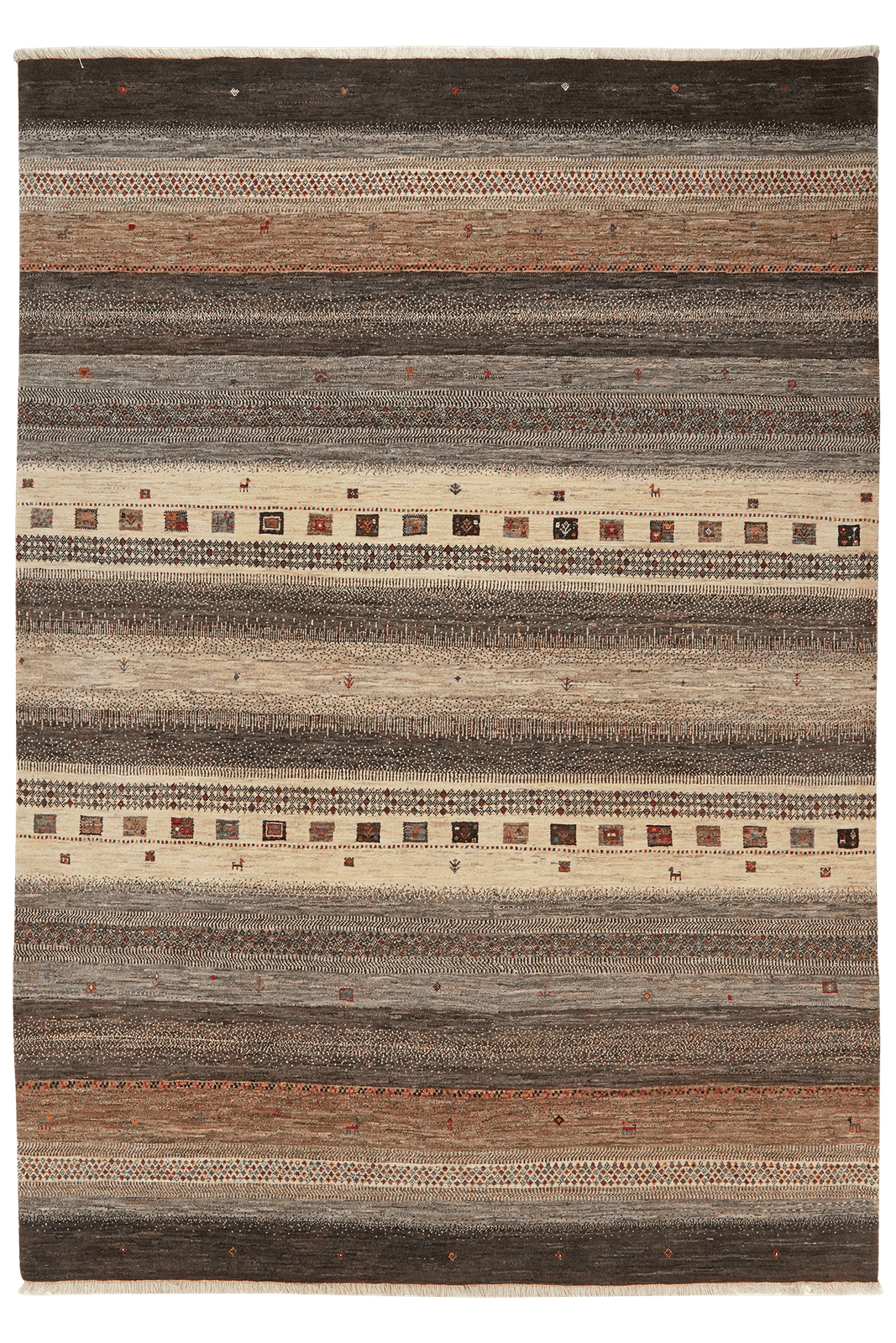Rizbaf — Hand-knotted, 204x295 cm, Brown, 100% Virgin Wool | Main view