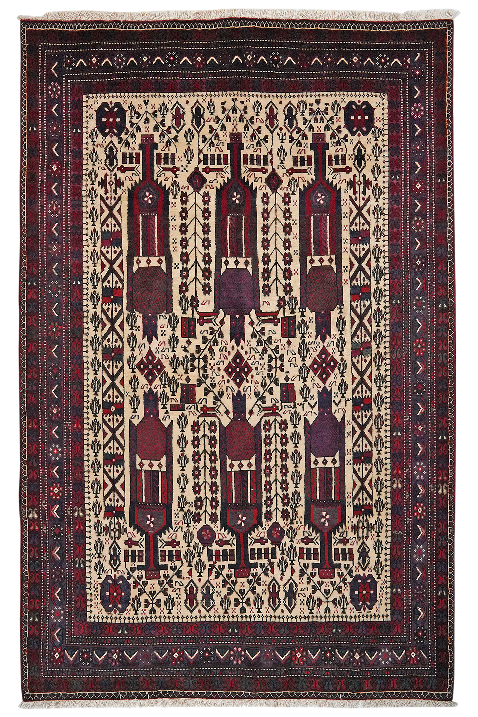 Afshar — Handgefertigt, 247x160 cm, Blau, 100% Virgin Wool | Main view